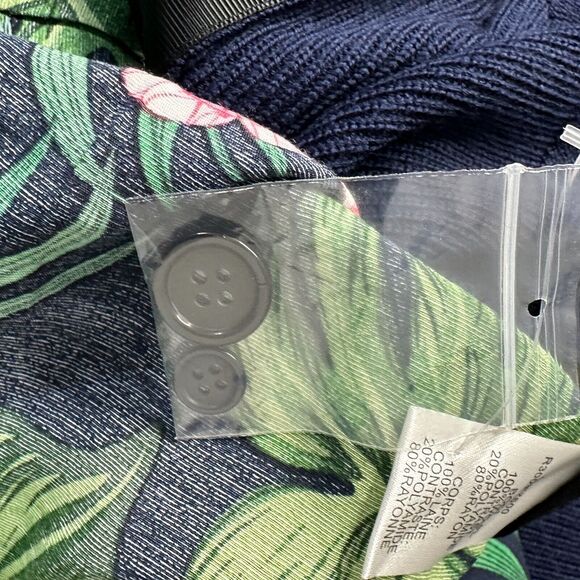 Sandrine Rose Butterfly Fern Mixed Media Wool Cardigan Sweater Women Large NWT - Picture 12 of 12